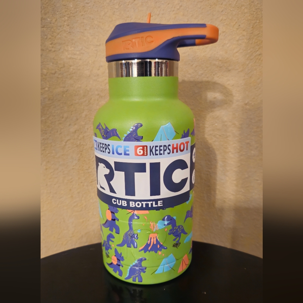 RTIC Green Cub Bottle with Dinosaur Design